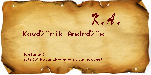 Kovárik András névjegykártya